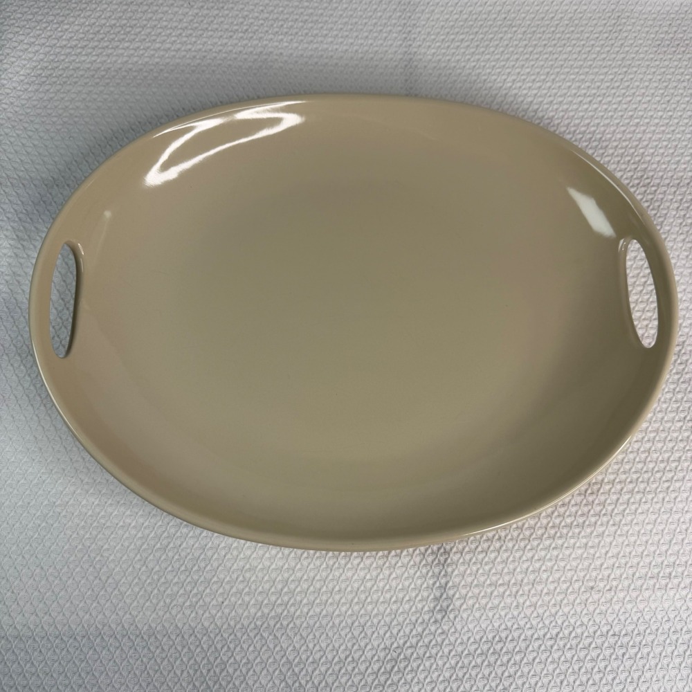 Longaberger Woven Traditions Ivory Oval Platter Pottery Serving Tray 15 Inch